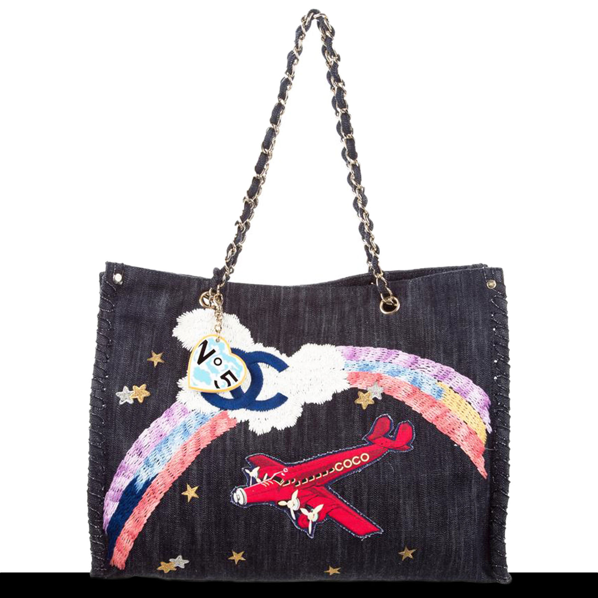 Chanel Denim Jean Mixed Media Large Airplane Tote – House of Carver
