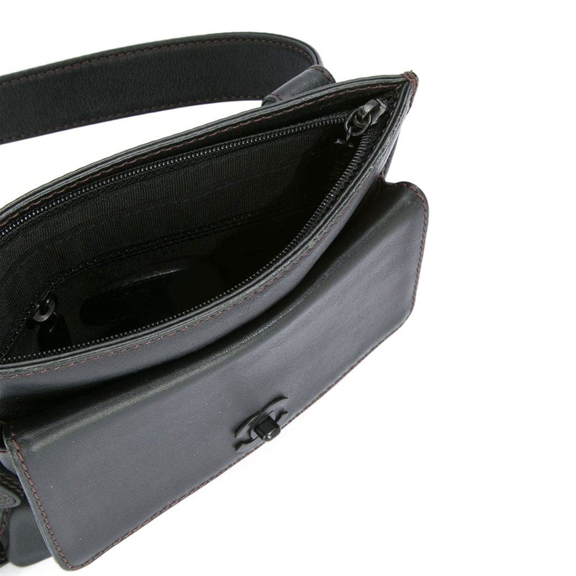 Chanel So Black Top Zip Waist Belt Bag Fanny Pack
