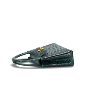 Chanel Green Crocodile Alligator Vintage Mini Minuadiére Kelly Top Handle Bag