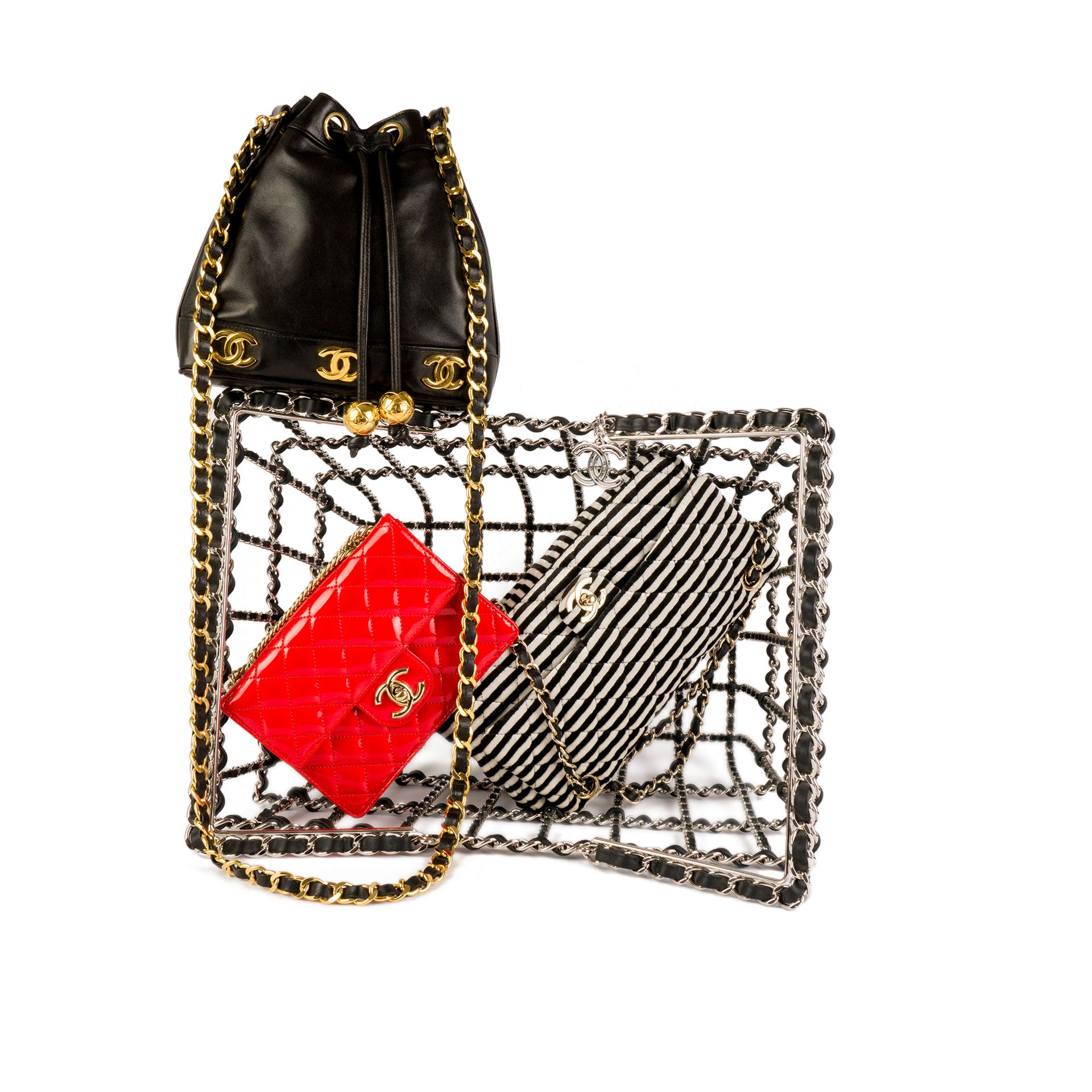 AUTHENTIC CHANEL vintage Mini Matelasse Shoulder Bag Red Suede 0017