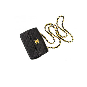 CHANEL, Bags, Vintage Chanel Lamb Skin Mini Purse With Chain 6s 70s