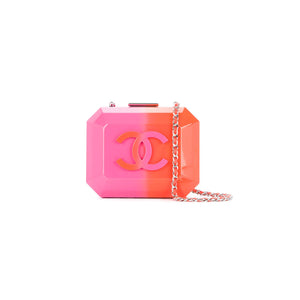 Chanel Ombre Pink Resin Plexiglass Minaudière Clutch Bag