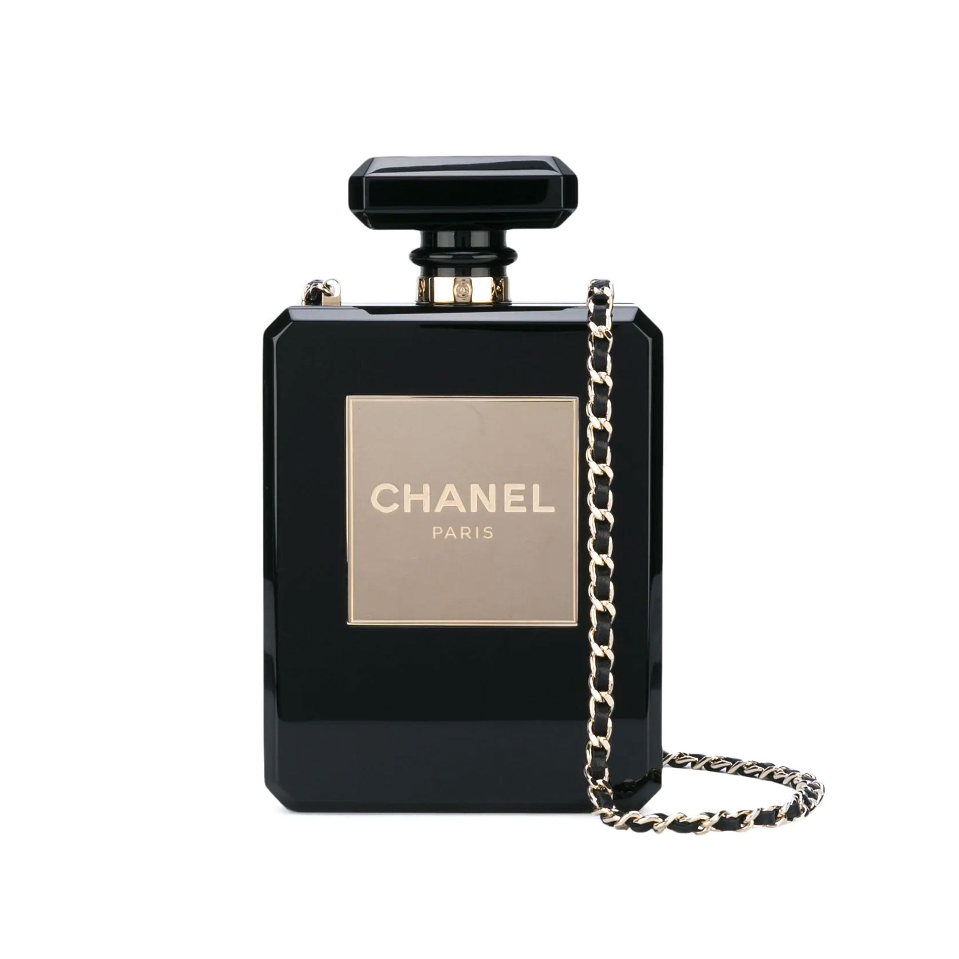 Chanel Black Glitter Resin Chanel No. 5 Parfum Brooch - Yoogi's Closet