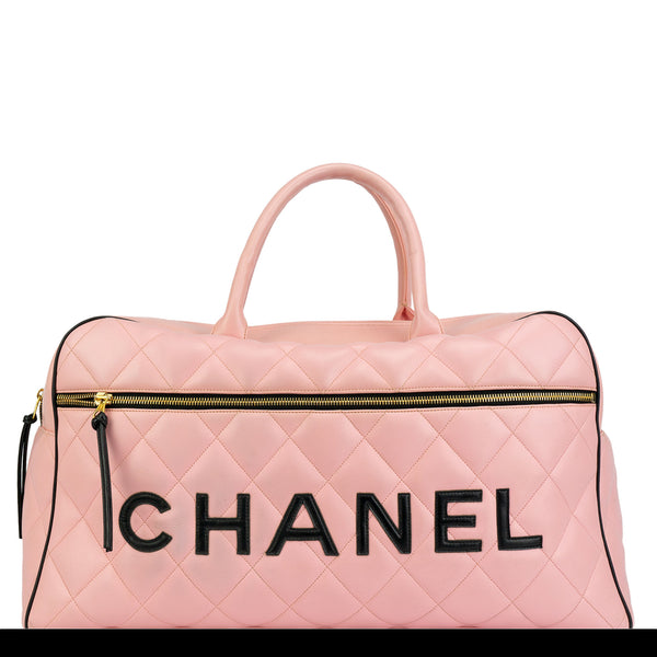 Chanel Rare Pink Vintage 1990 Weekend Duffel Overnight Duffle Tote