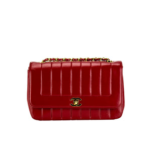 Chanel Red Vintage Lambskin Lady Diana Classic Flap