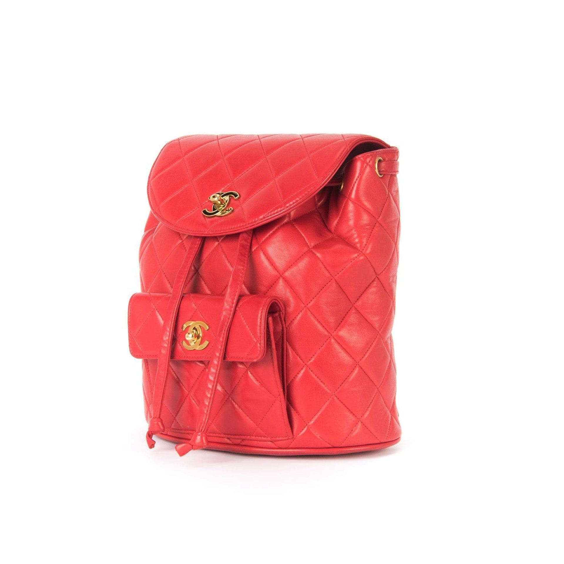 CHANEL CHANEL Rucksack Backpack bag Plastics Red Gray SHW Used CC