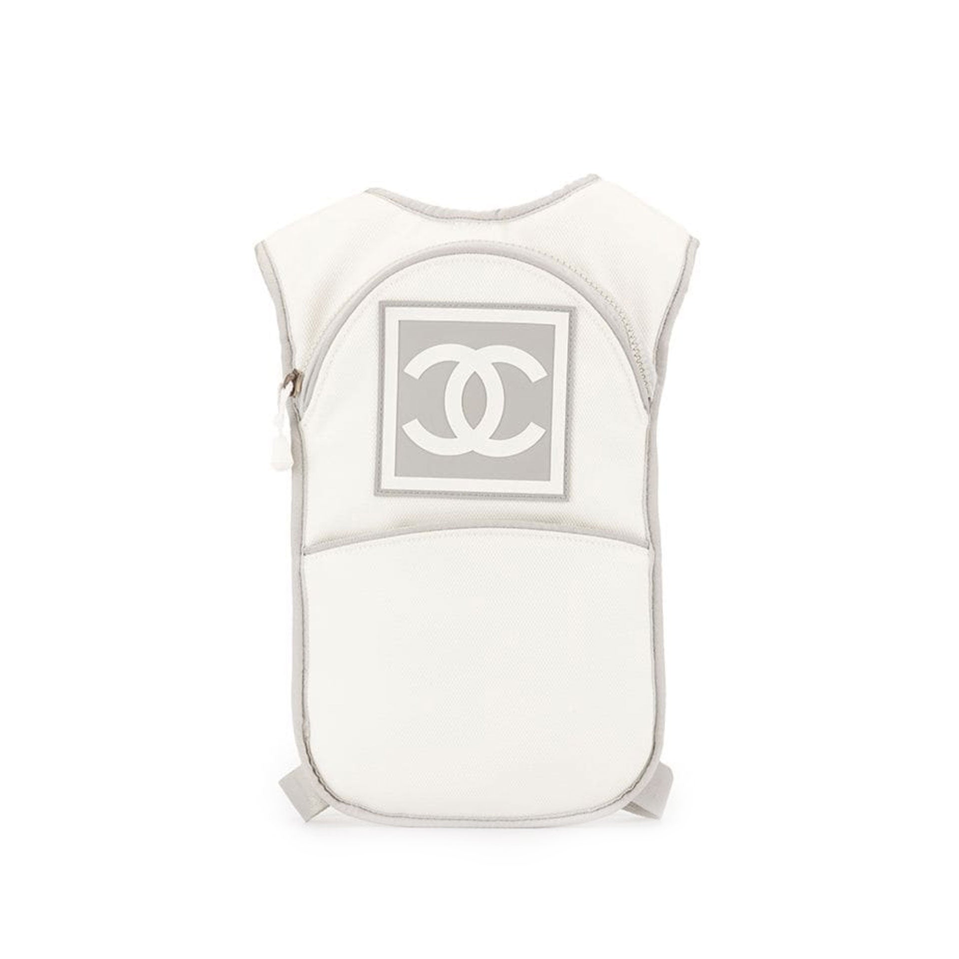Chanel (Ultra Rare) Cc Logo Sport 222313 White X Grey Canvas Backpack, Chanel