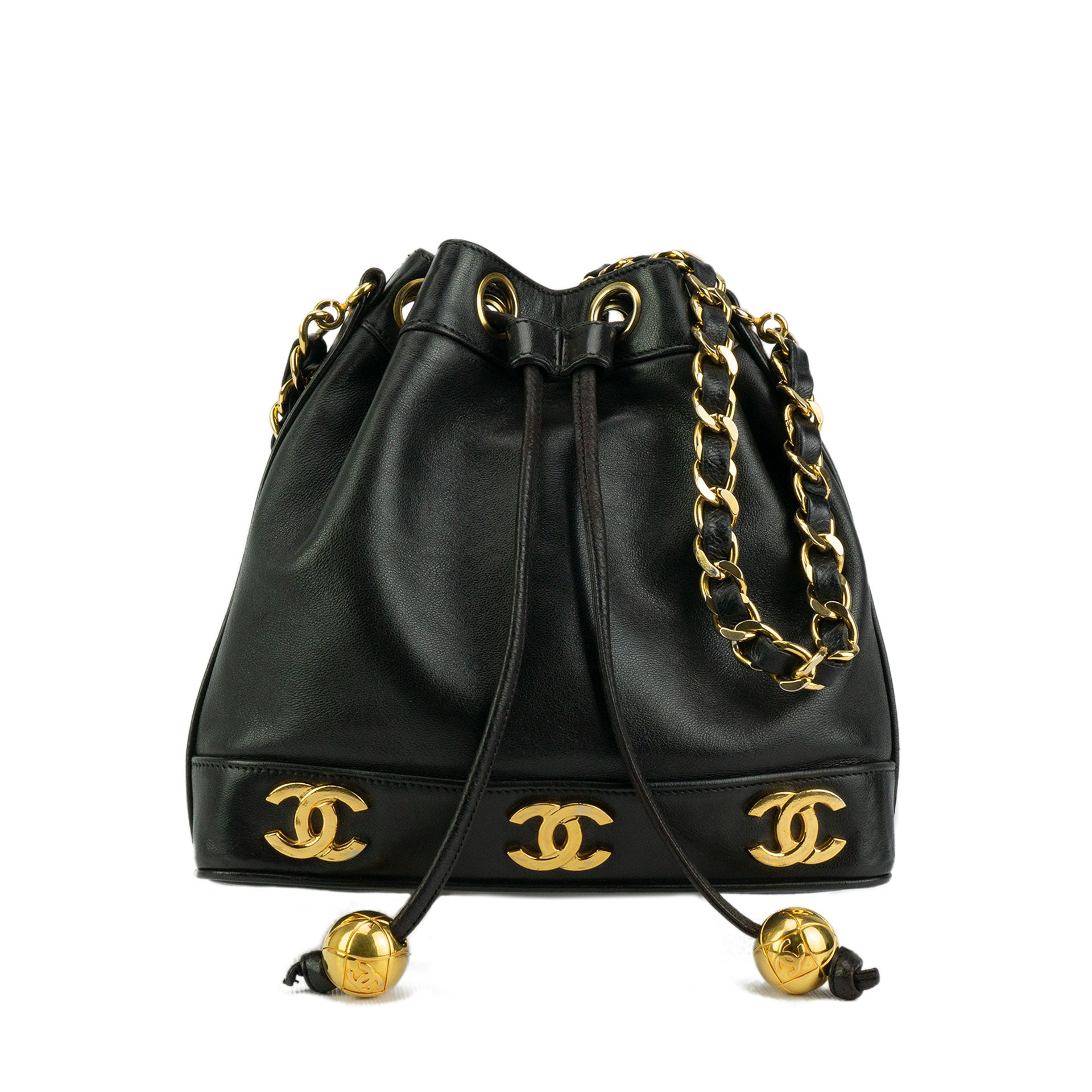 Chanel Vintage Rare Black Lambskin XL CC Mini Flap Bag