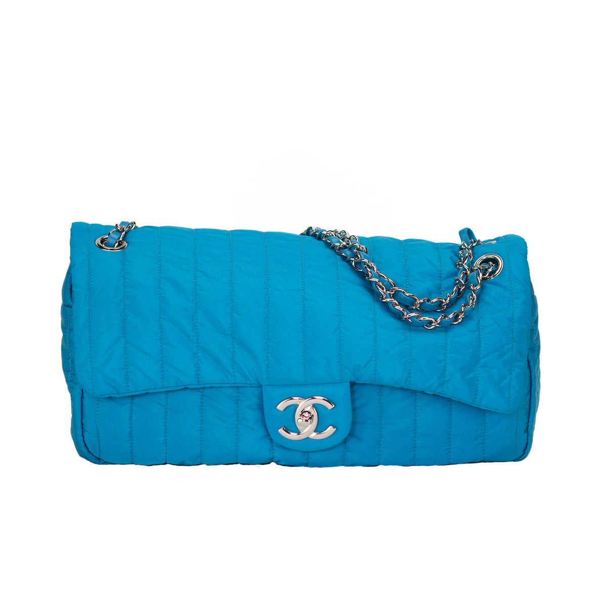 Chanel Microfiber Turquoise Classic Flap Bag