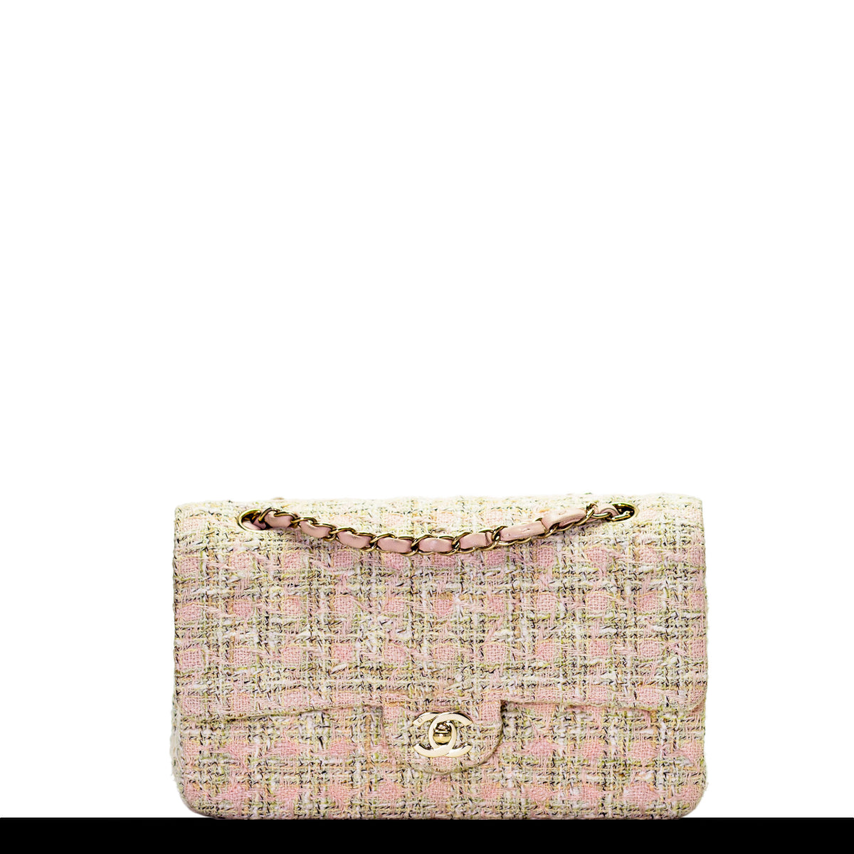 Chanel Pink and Green Tweed Classic Flap Bag – House of Carver