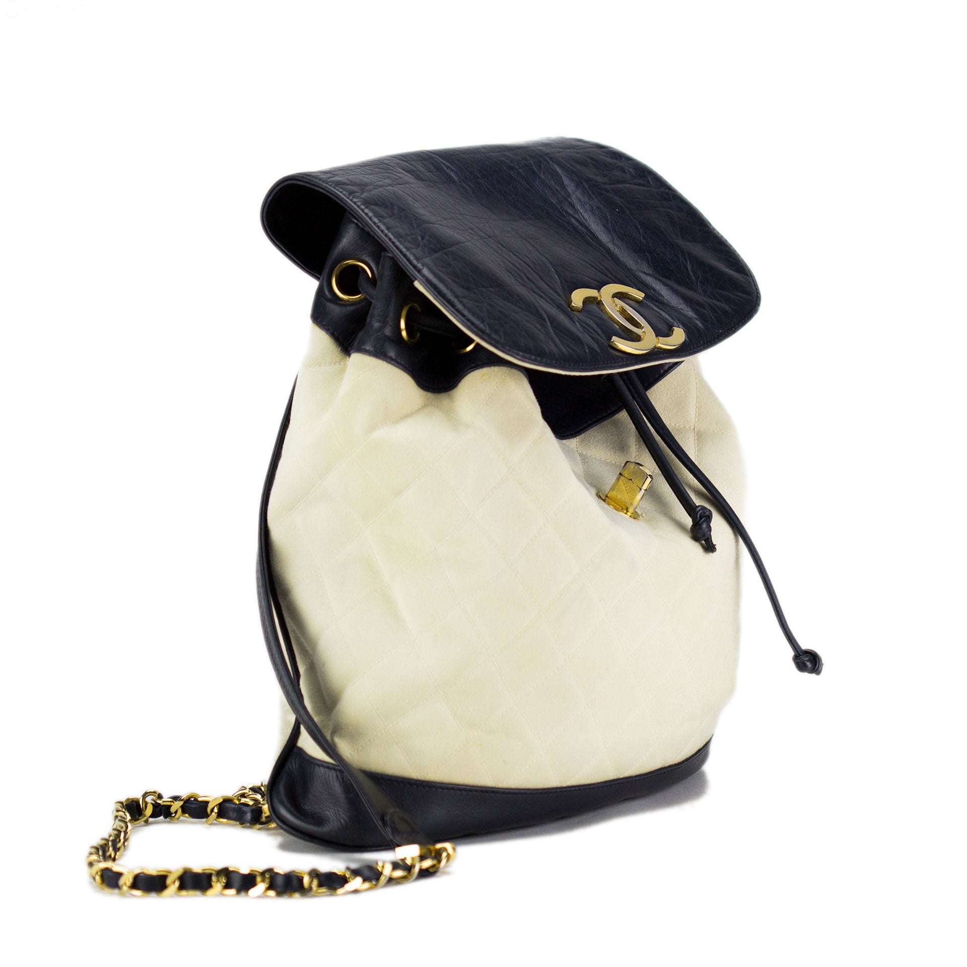 Chanel Two Tone Vintage 90's Lambskin & Canvas Backpack – House of Carver