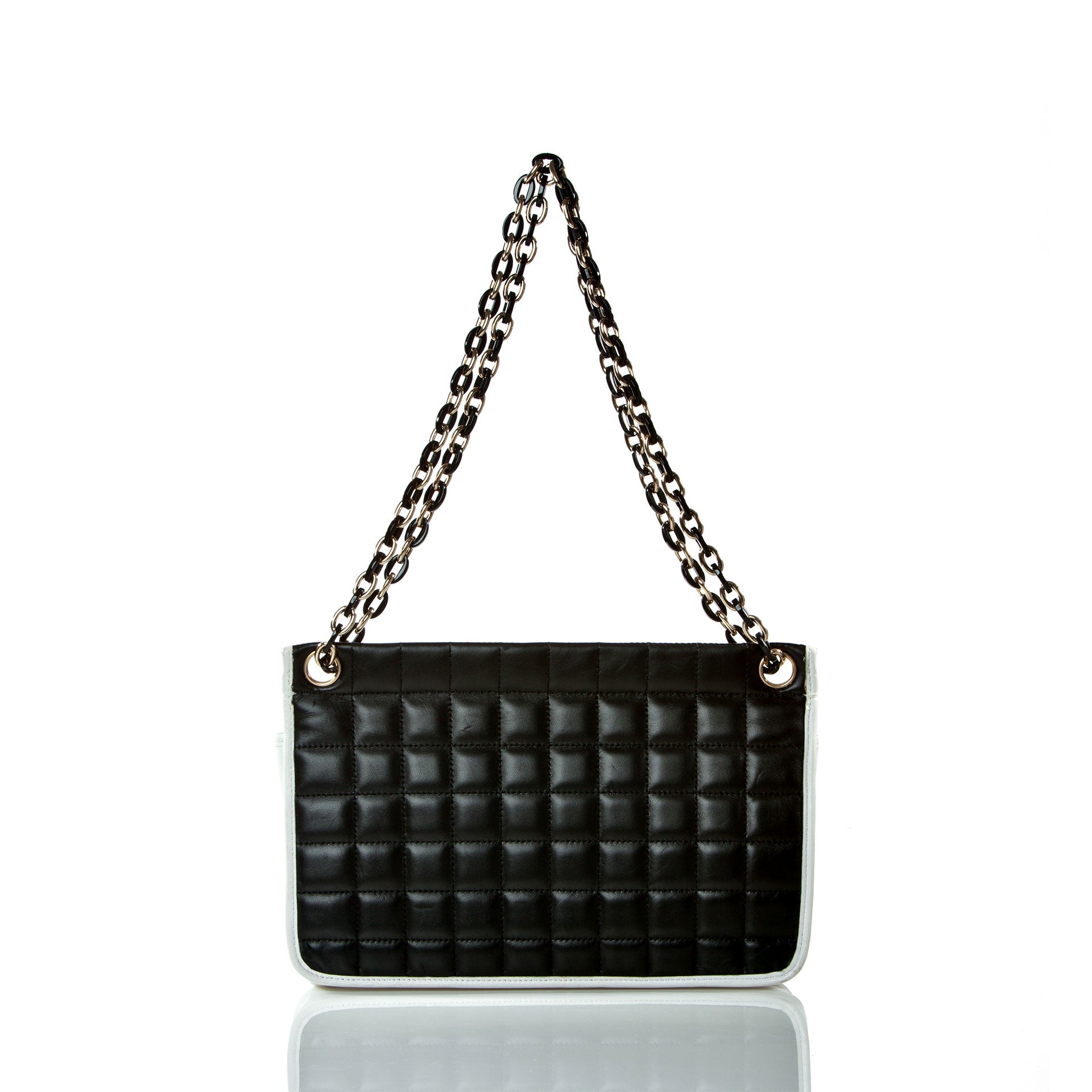 chanel white quilted handbag leather