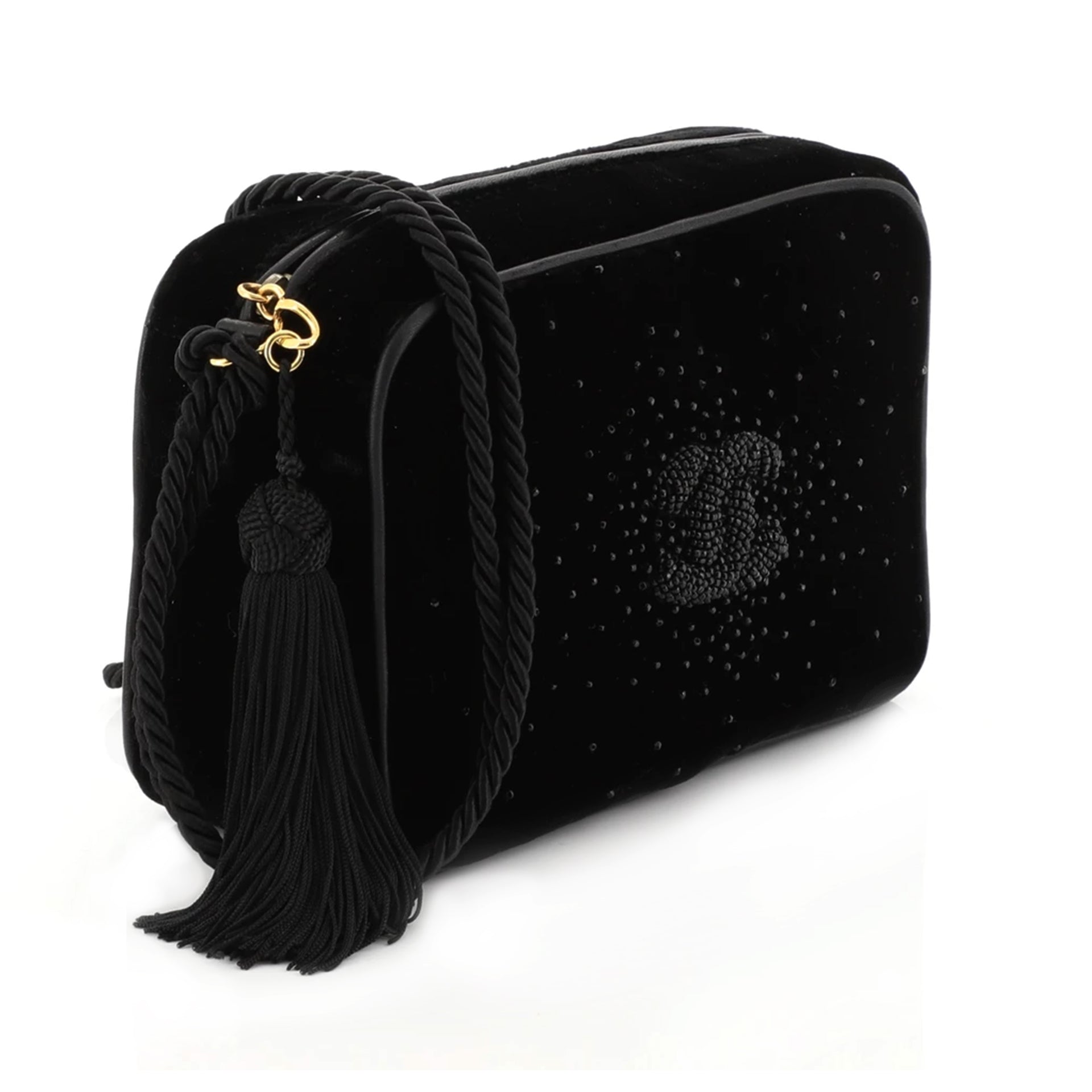Chanel Timeless Tote Ultra Rare 80's Mini Vintage Fringe Beaded Tassel Black Bag
