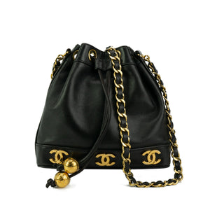 Chanel Vintage CC Drawstring Bucket Bag Lambskin Small at 1stDibs