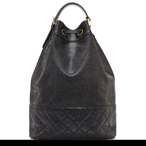 Chanel Vintage Caviar 90s XL Top Handle Bucket Drawstring Backpack