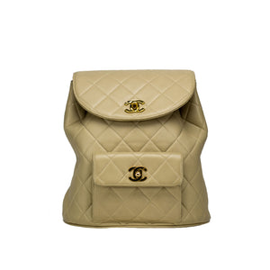 Chanel Beige Quilted Lambskin Vintage Backpack