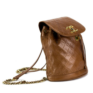 Chanel Cognac Lambskin Quilted Vintage Backpack – House of Carver