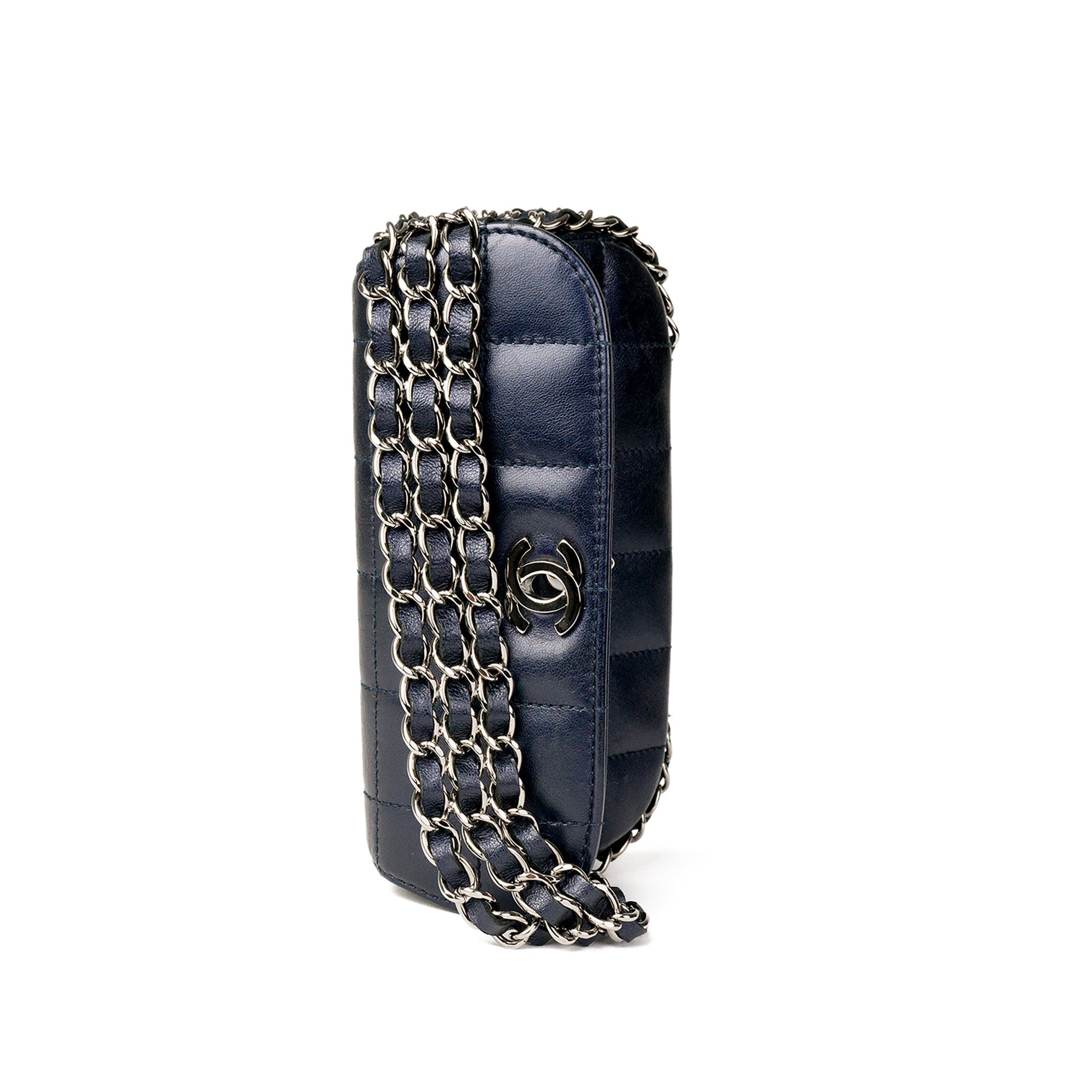 Chanel - Chain Around Mini Crossbody / Clutch - Black / Silver Leather Bag