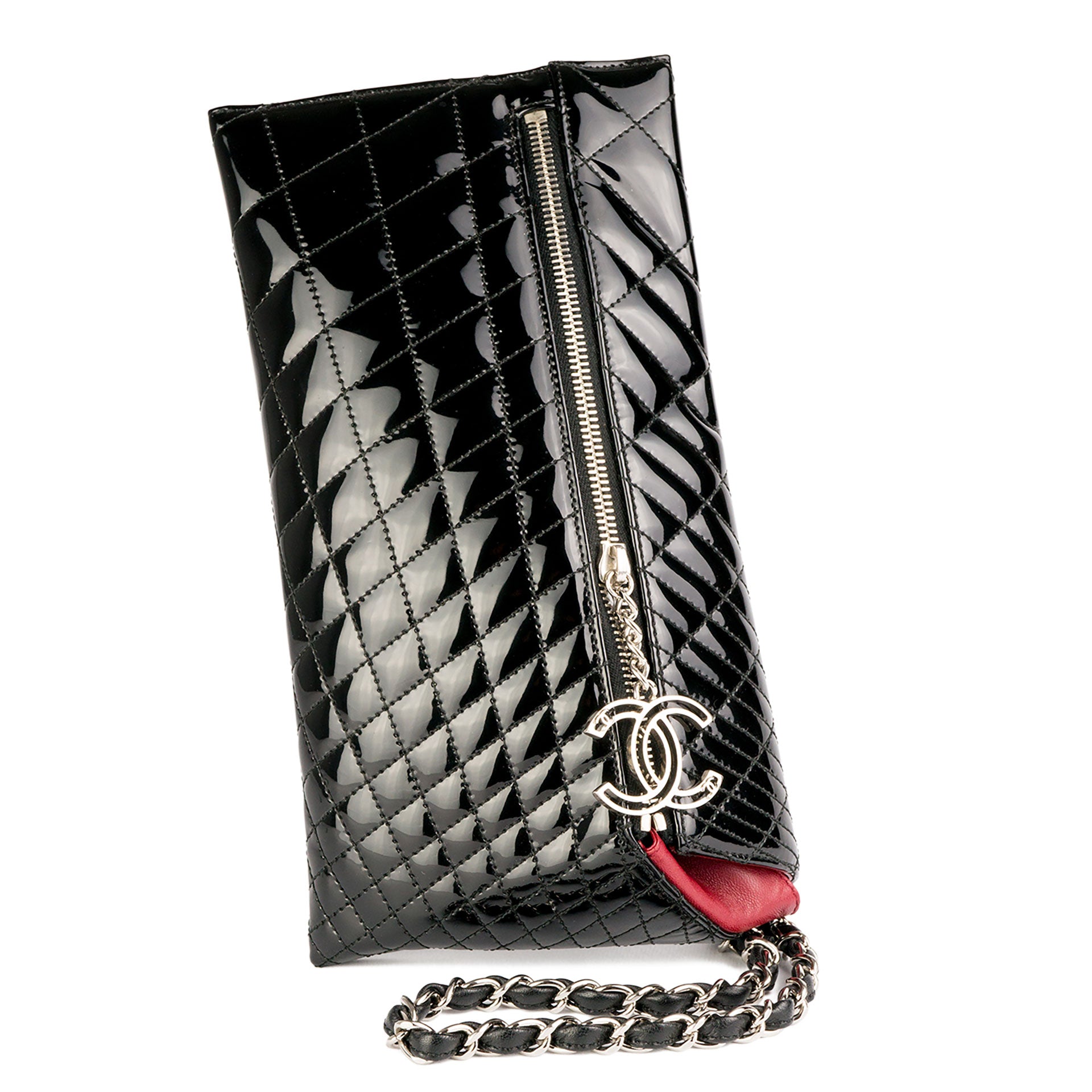 Chanel Patent Quilted Charm Gala Clutch – House of Carver