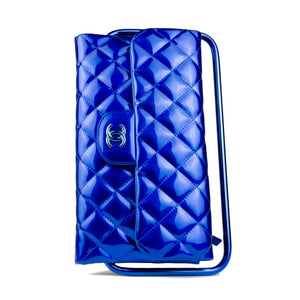 Chanel Classic Flap Patent Blue Frame Clutch