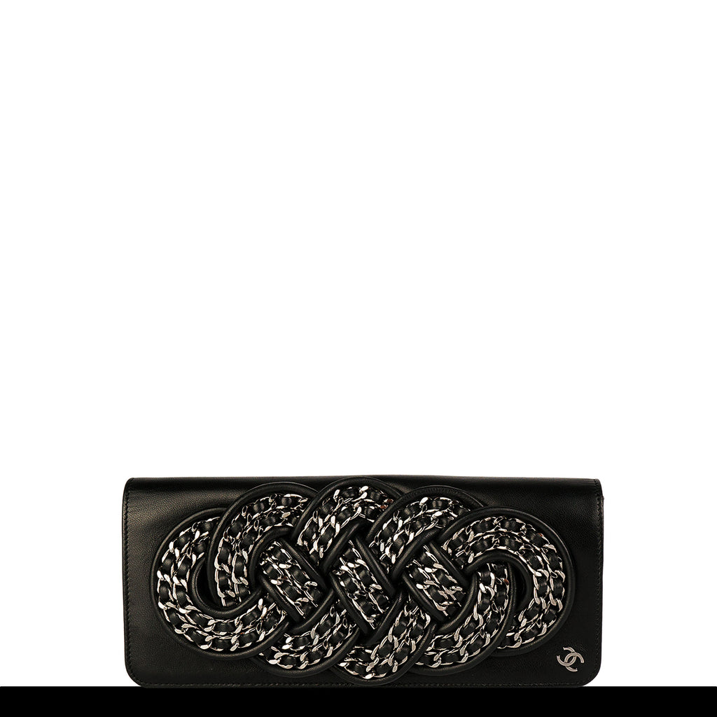 Chanel Knotted Signature Chain Lambskin Clutch