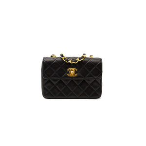 CHANEL Lambskin Quilted Mini Square Flap Black 1264072