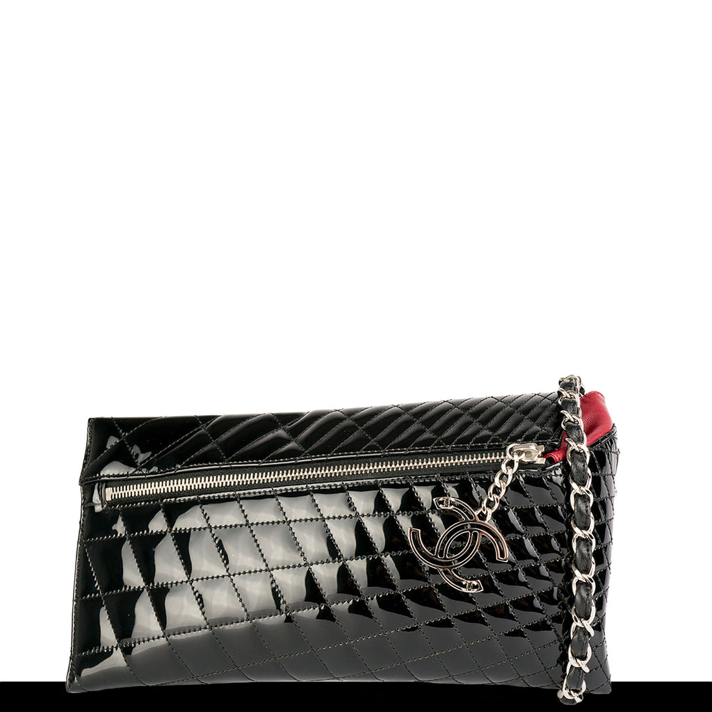 Chanel Patent Quilted Charm Gala Clutch