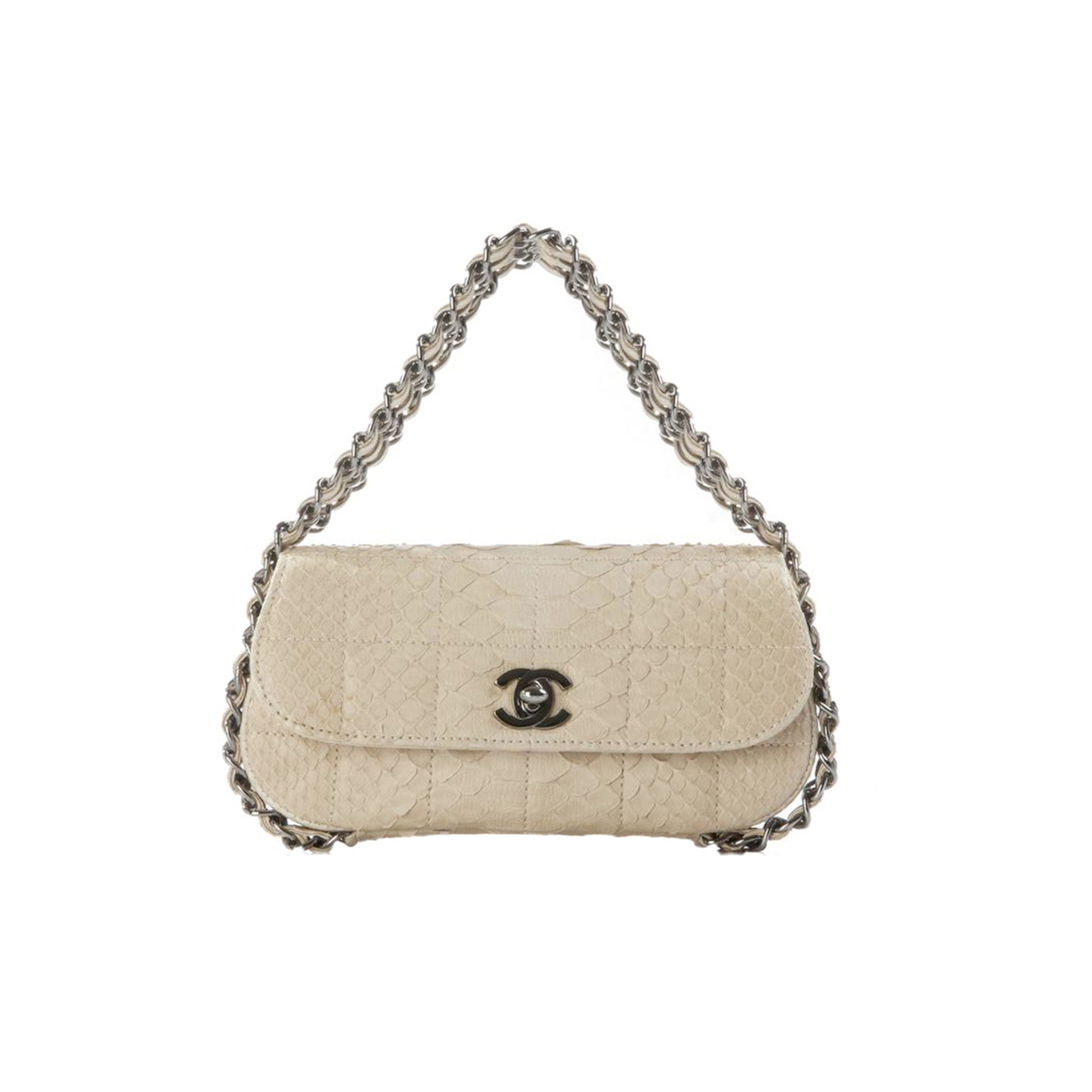 Chanel Fuchsia Patent Python Bijoux Chain East/West Small Flap Bag
