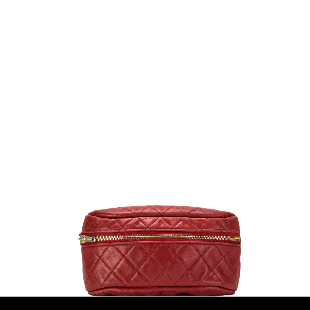 Chanel Red Lamb Quilted Medallion Fanny Pack
