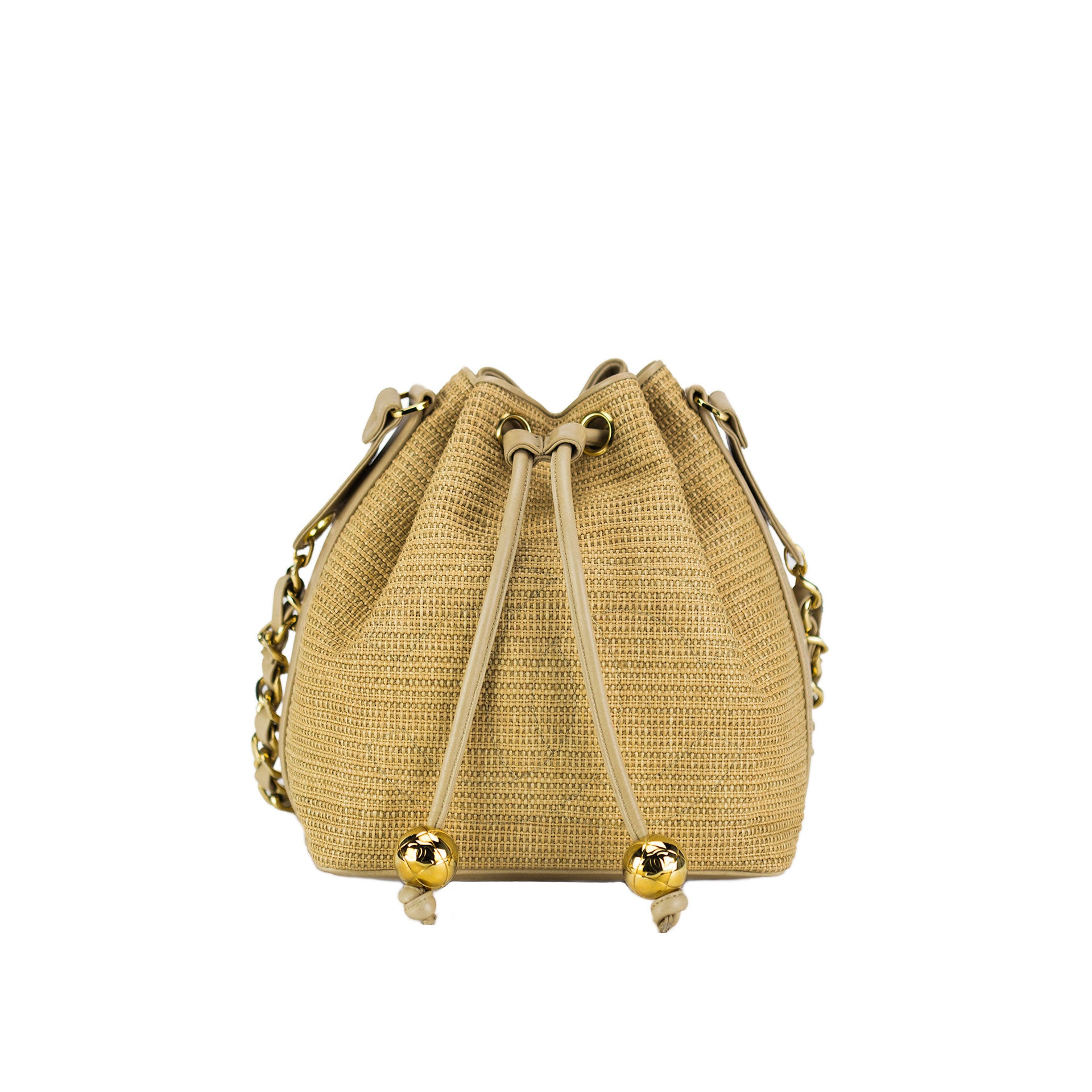 CHANEL Raffia Straw Woven Mini Square Bag Gold
