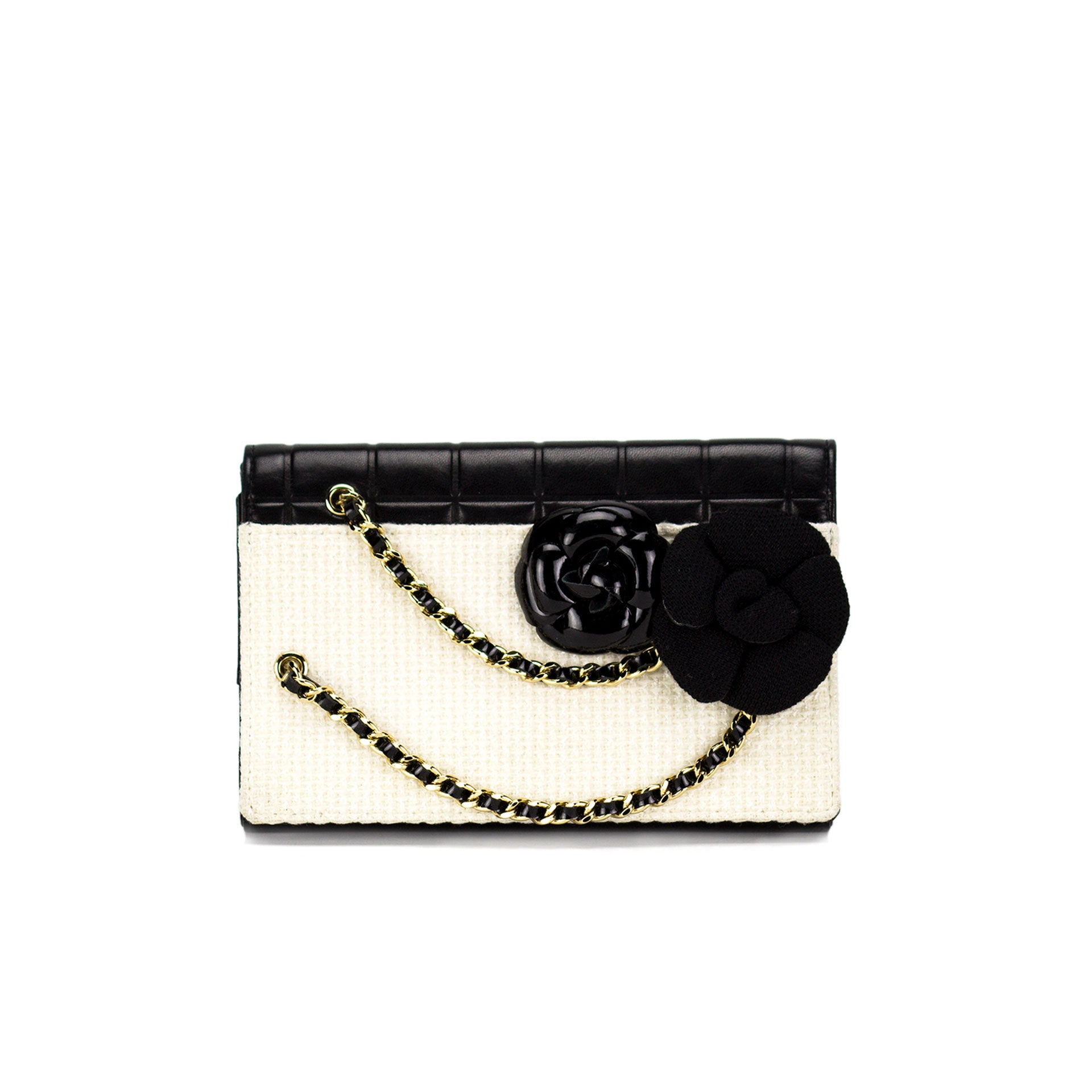 Chanel Black And White Strass Beaded CC Minaudiere Clutch With