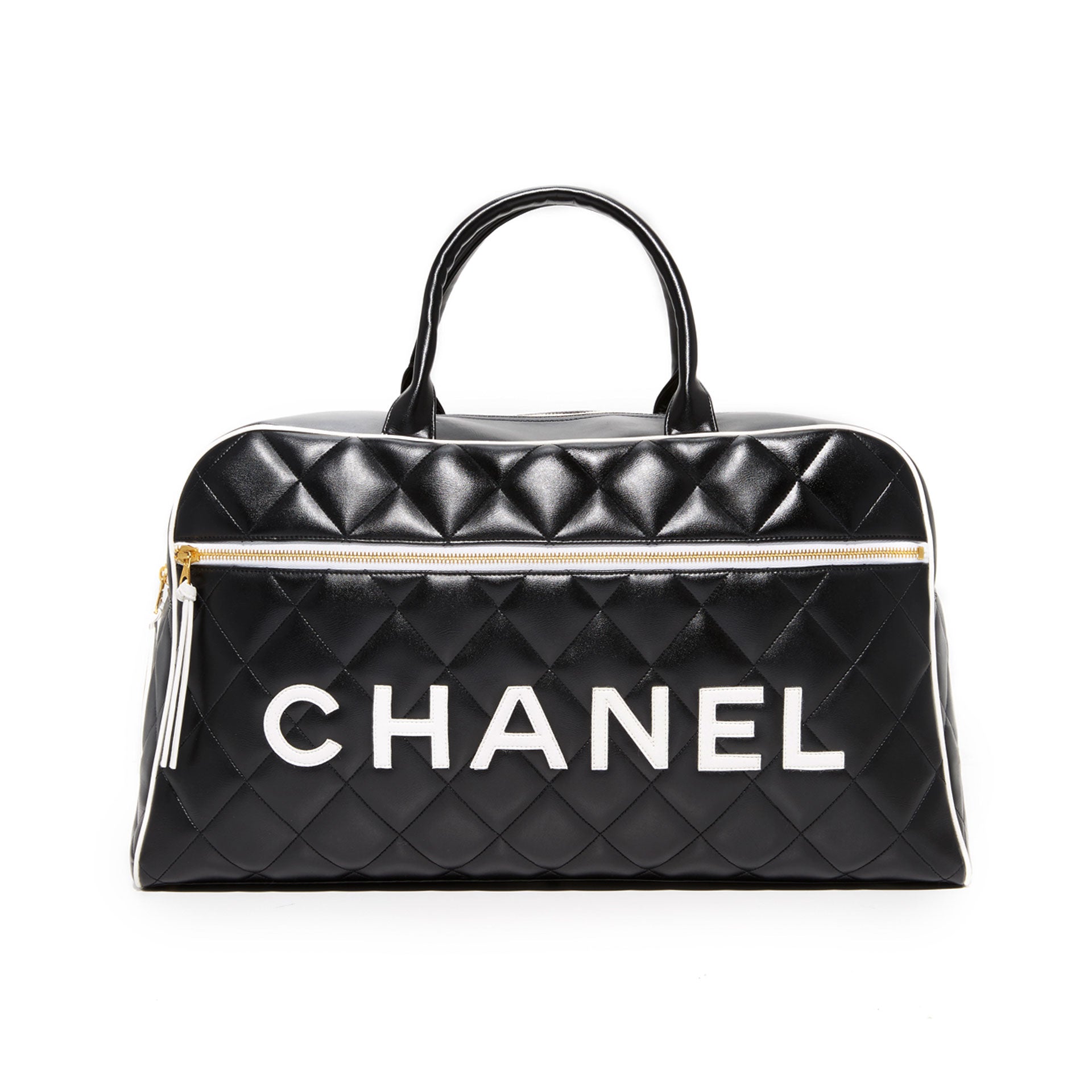 Chanel Logo Letters Vintage Quilted Duffel Bag Travel Tote – House of Carver
