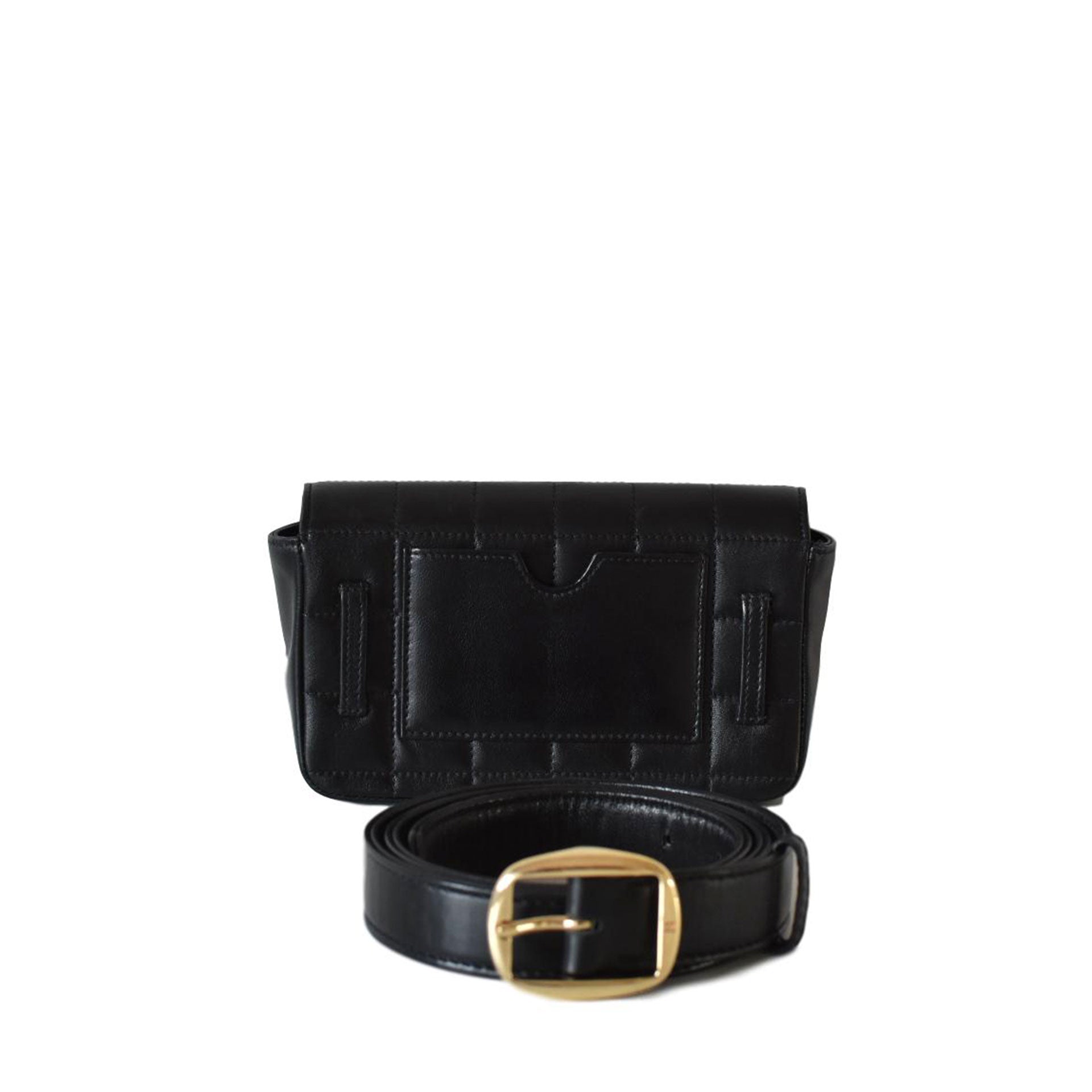 Rare Chanel Vintage Black Lambskin Quilted Fanny Pack Waist Belt Bum Bag  For Sale at 1stDibs