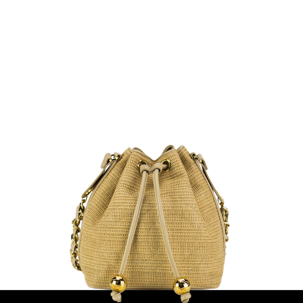 Chanel Straw Woven Vintage Bucket Bag