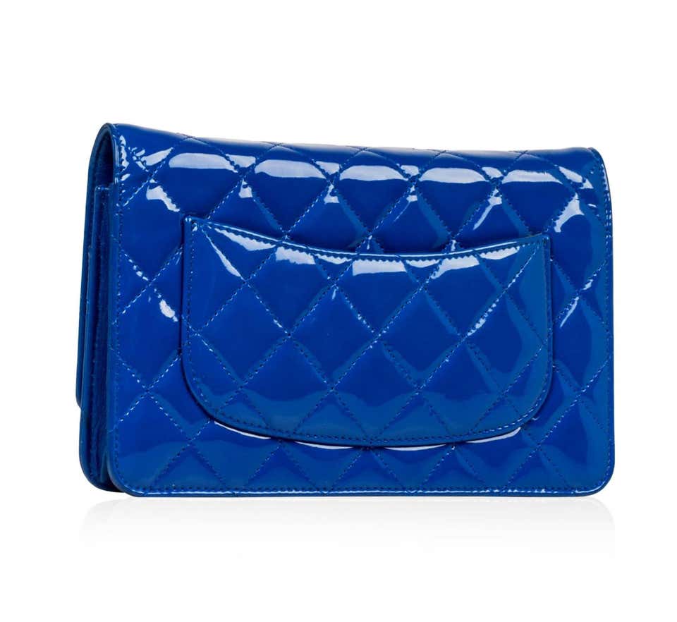 CHANEL Lambskin Quilted Chanel 19 Wallet On Chain WOC Light Blue 968176
