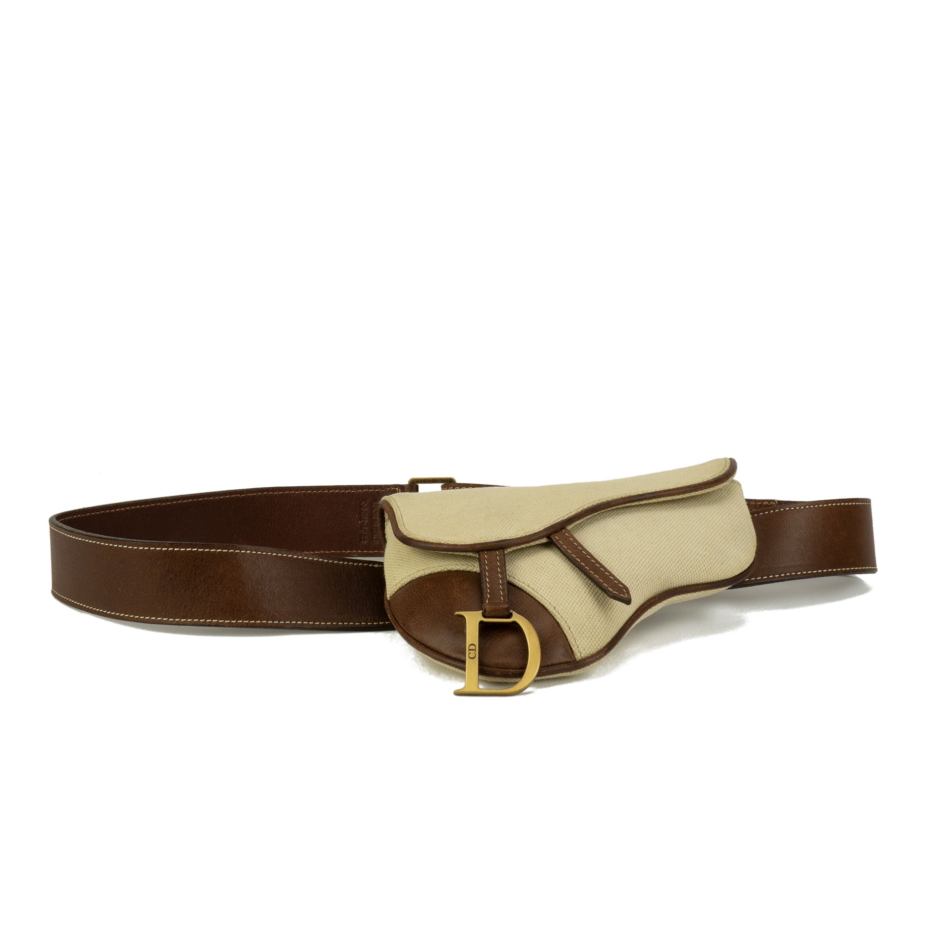 Dior Brown Ultra Matte Saddle Belt Pouch Beige Leather Pony-style