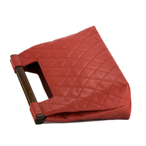 Chanel Deep Red Caviar Quilted Clutch Tote