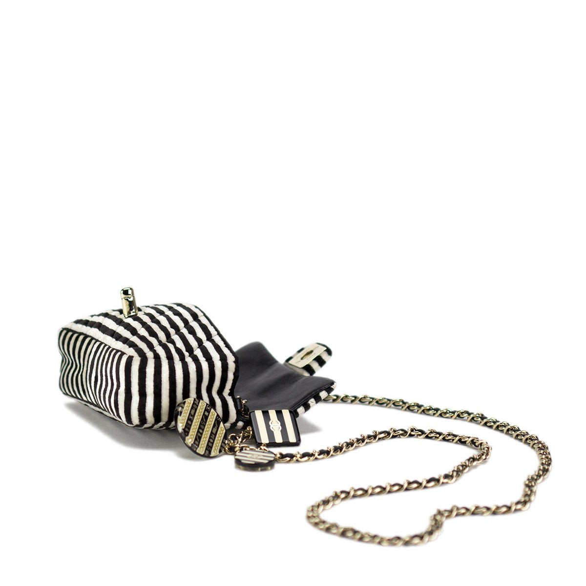 Chanel Striped Mini Charm Flap