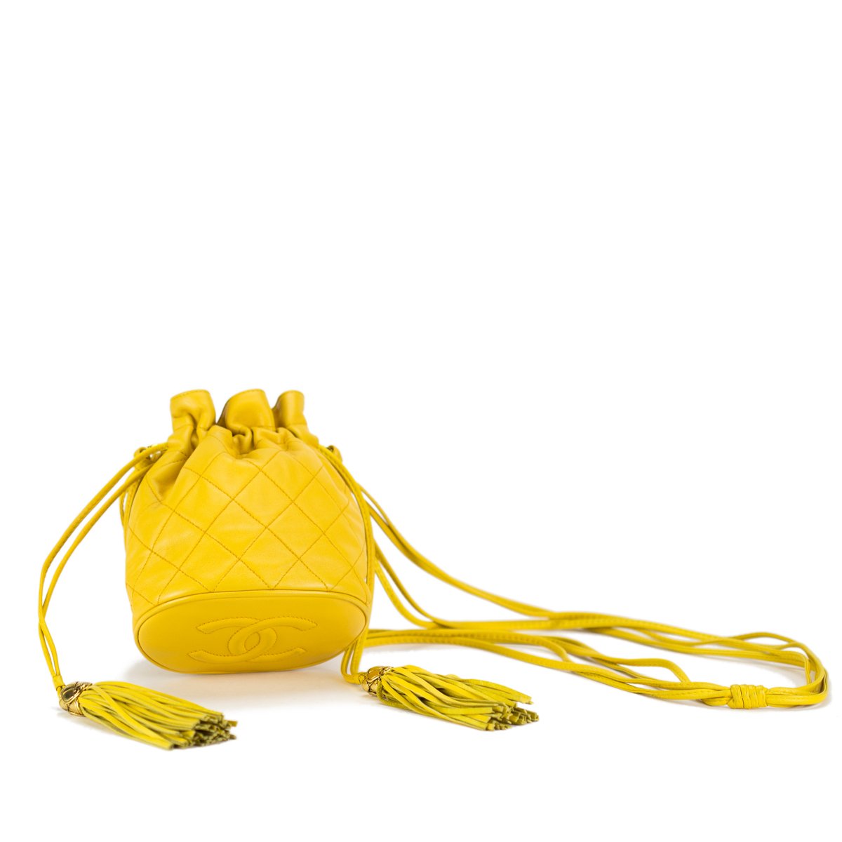Chanel Yellow Lamb Mini Drawstring Bag