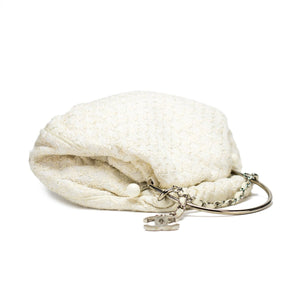 Chanel White Houndstooth Tweed Tote