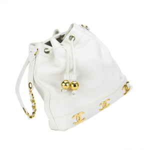Chanel White Caviar Bucket Tote Bag – House of Carver