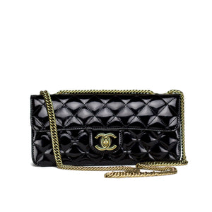 Chanel Long Rare Vintage Patent Leather Classic Flap Bag Bijoux