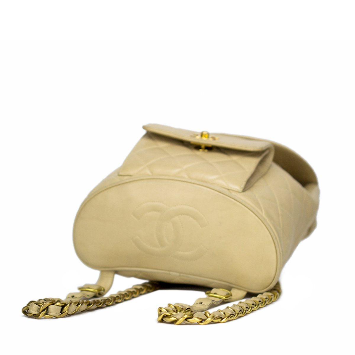 Chanel Beige Quilted Lambskin Vintage Backpack