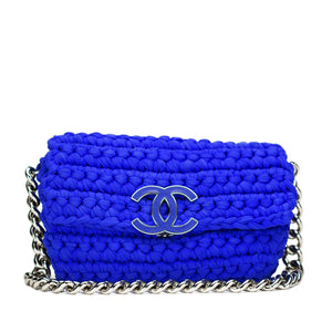 Chanel Blue Crochet Woven Classic Cruise Flap