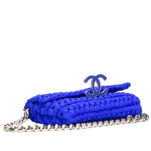 Chanel Blue Crochet Woven Classic Cruise Flap