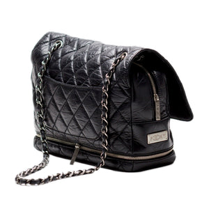 Quilted Caviar Small Classic Flap Bag Black with Silver Hardware