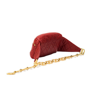 Chanel Red Lamb Quilted Medallion Fanny Pack
