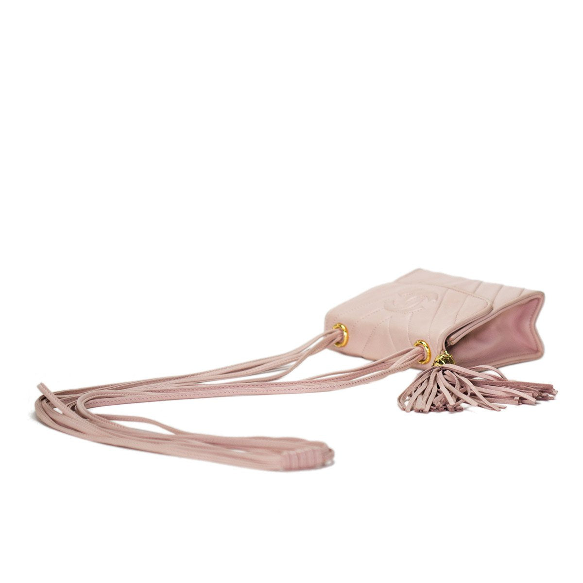 Chanel Soft Pink Chevron Fringe Lambskin Flap Bag