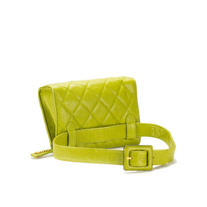 Chanel Lime Caviar Quilted Vintage Fanny Pack