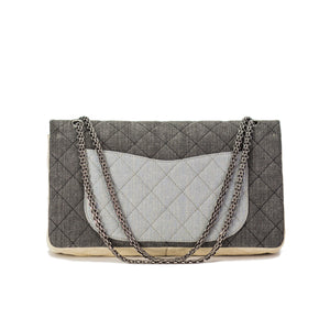 Chanel Large Grey Reissue Canvas Denim Double Flap Bag – House of